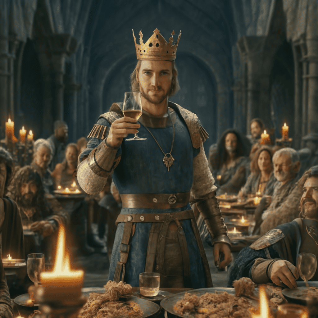 Feasting in Camelot: Unveiling the Splendor of the Christmas Banquets in King Arthur's Court 9 King Arthur raises a final toast at a mediev al 2