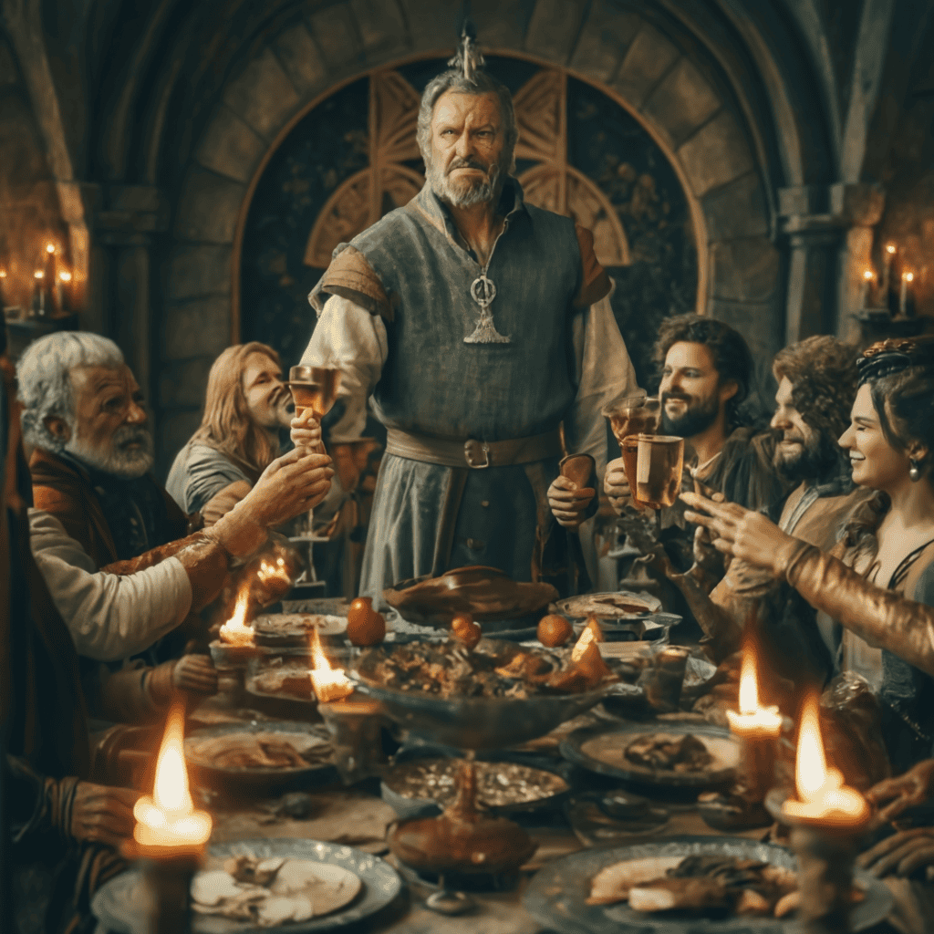 Ring in the Realm: Top 10 Tips for Hosting a Medieval-Themed New Year's Eve Party 6 King Arthur raises a final toast at a mediev al 5
