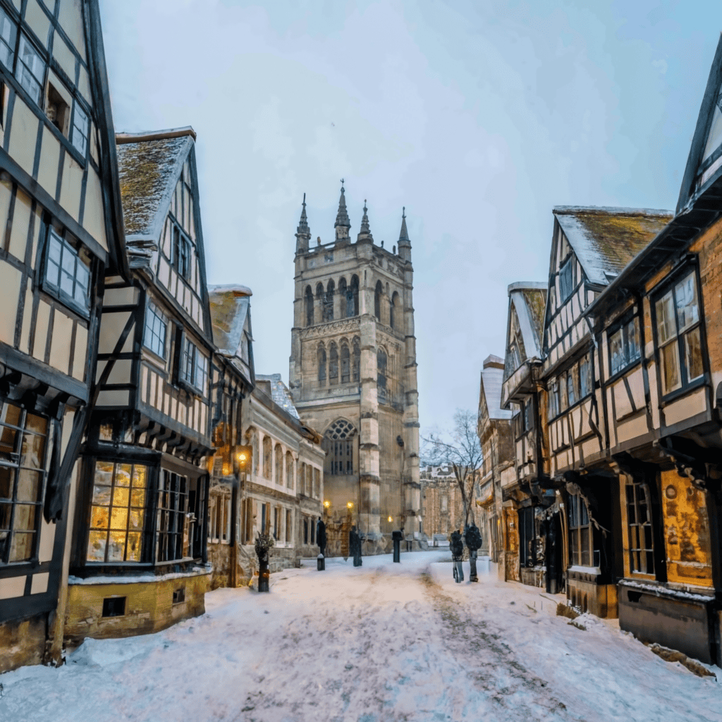 a scene of york england medieval city in winter 1