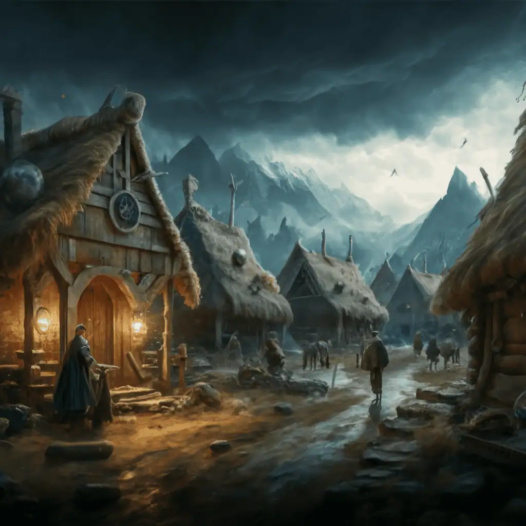 Unraveling the Norse Myth: The Mistletoe of Baldur's Demise 5 norse village vikings darkeness and death dark 2