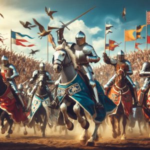 medieval knights fighting at tournament (2)