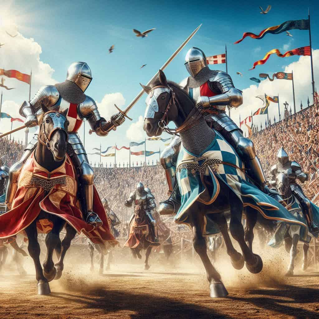 Medieval Tournaments: Games of Honor and Combat 2 medieval knights fighting at tournament