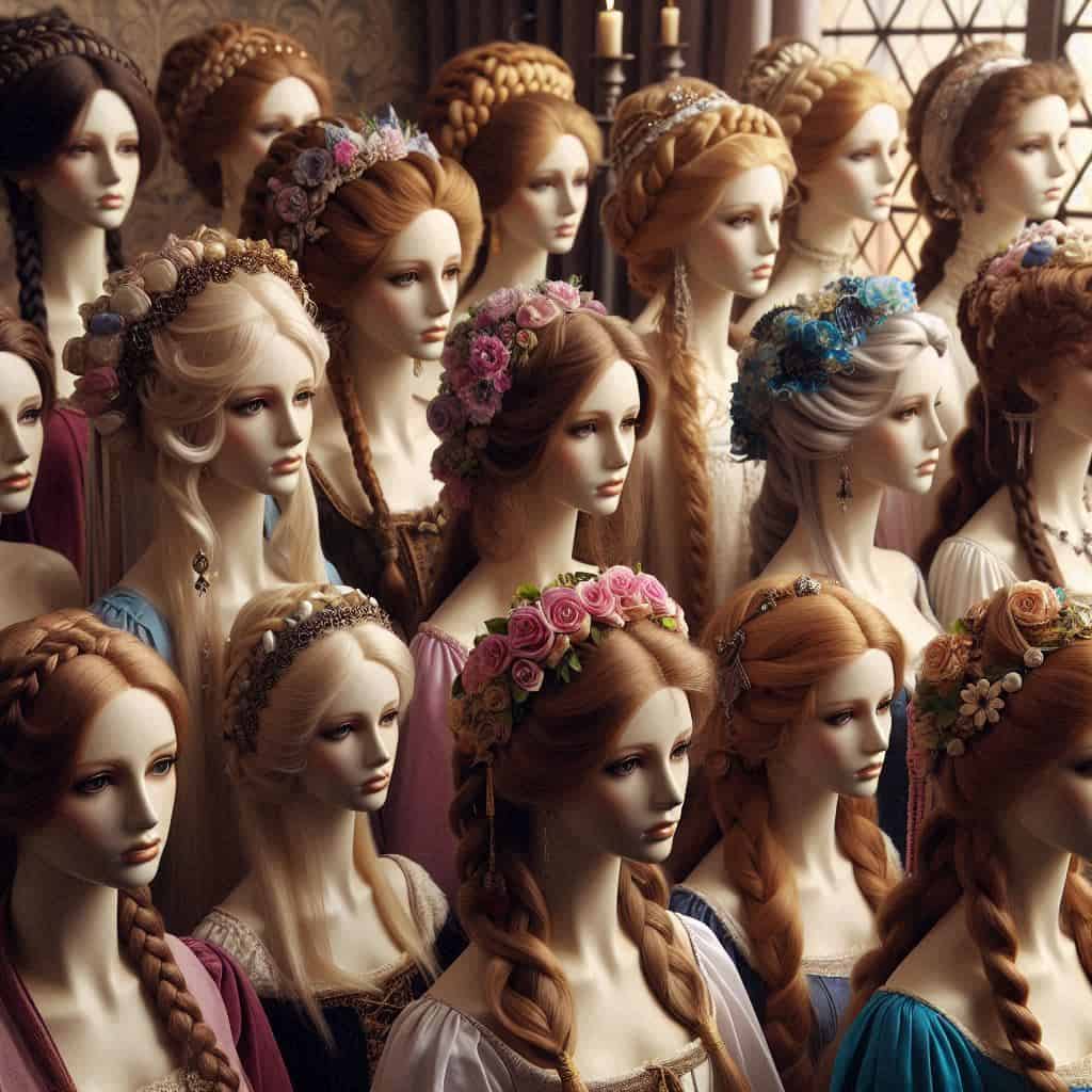 200+ Medieval Hairstyles: Historical Hair & Headwear from Peasants to Nobility 36 medieval hairstyles mix (3)
