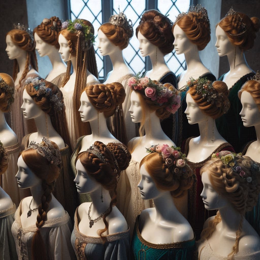 200+ Medieval Hairstyles: Historical Hair & Headwear from Peasants to Nobility 37 medieval hairstyles mix (4)