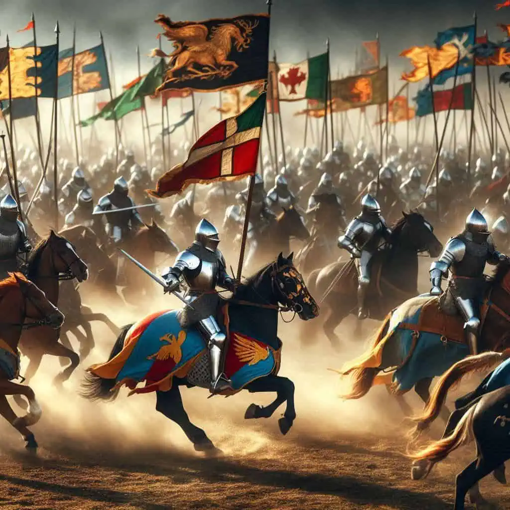 ⚔️ The Duties of Medieval Knights: Honor, Loyalty, and Service 2 medieval knights battle on horseback
