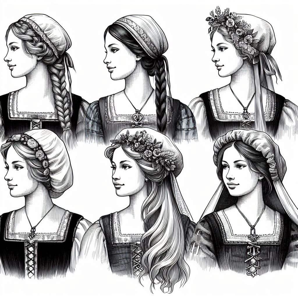 200+ Medieval Hairstyles: Historical Hair & Headwear from Peasants to Nobility 18 medieval peasant girls hairstyles headwear (4)