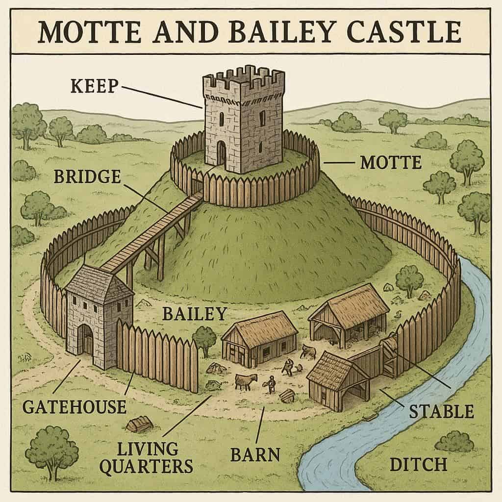 moat and bailey castle infographic