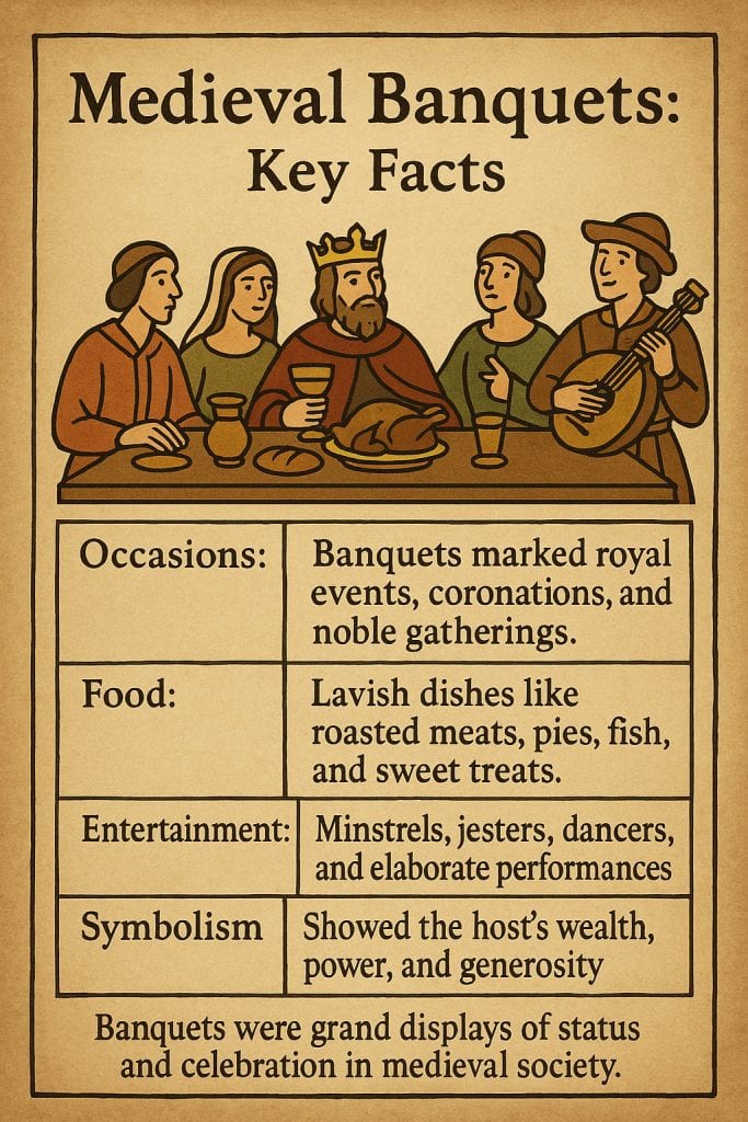 Organising Medieval Banquets: History, Roles, and Feast Planning 2 Medieval Banquet key facts infographic