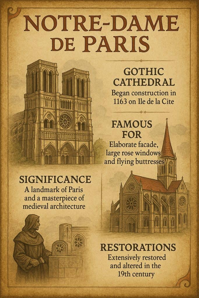 Notre Dame de Paris infographic Famous Medieval architecture