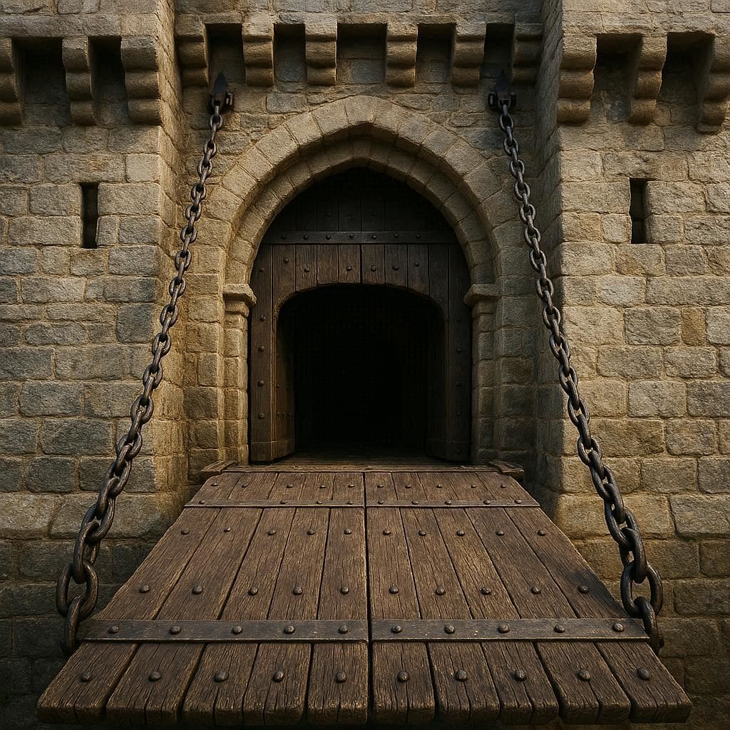Medieval Castle Parts: Architecture, Structure, and Defense 16 drawbridge medieval castle parts