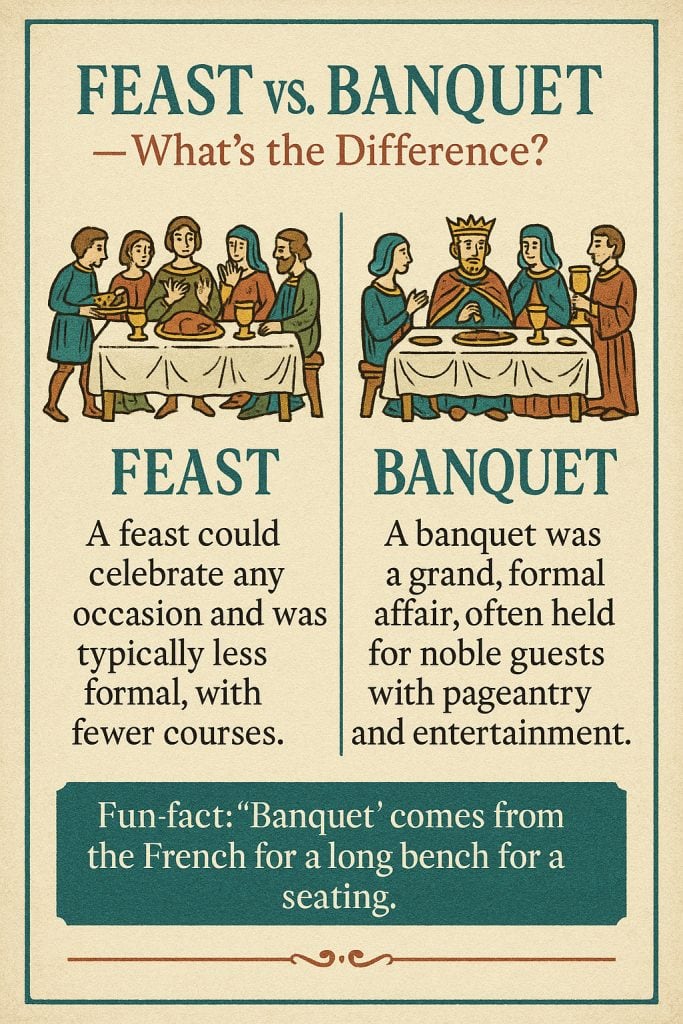 Medieval Banquets and Feasts: Food, Customs, and Culture in the Middle Ages 2 feast vs. banquet — what’s the difference infographic