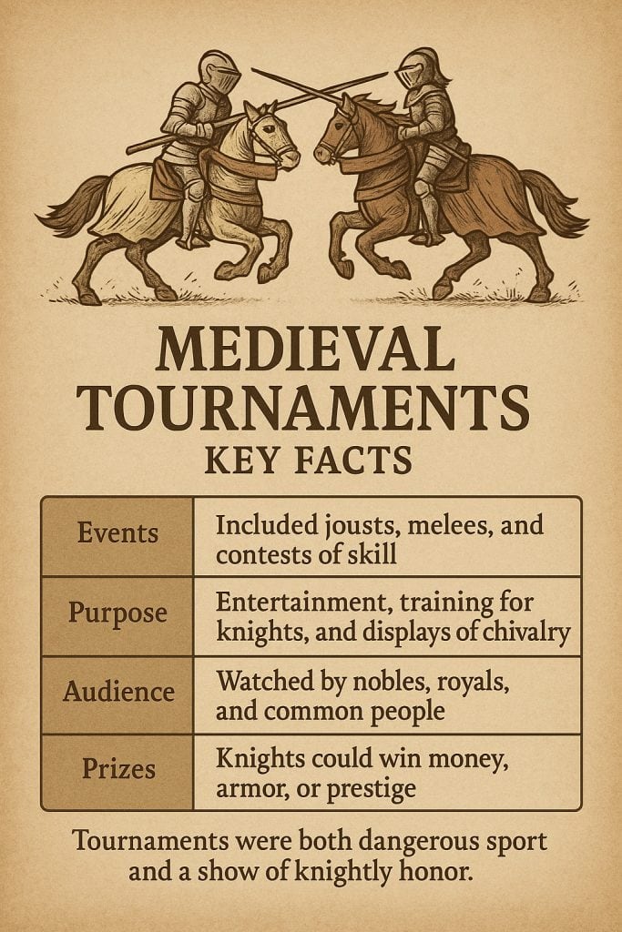 Medieval Tournaments: Games of Honor and Combat 3 medieval tournaments key facts infographic