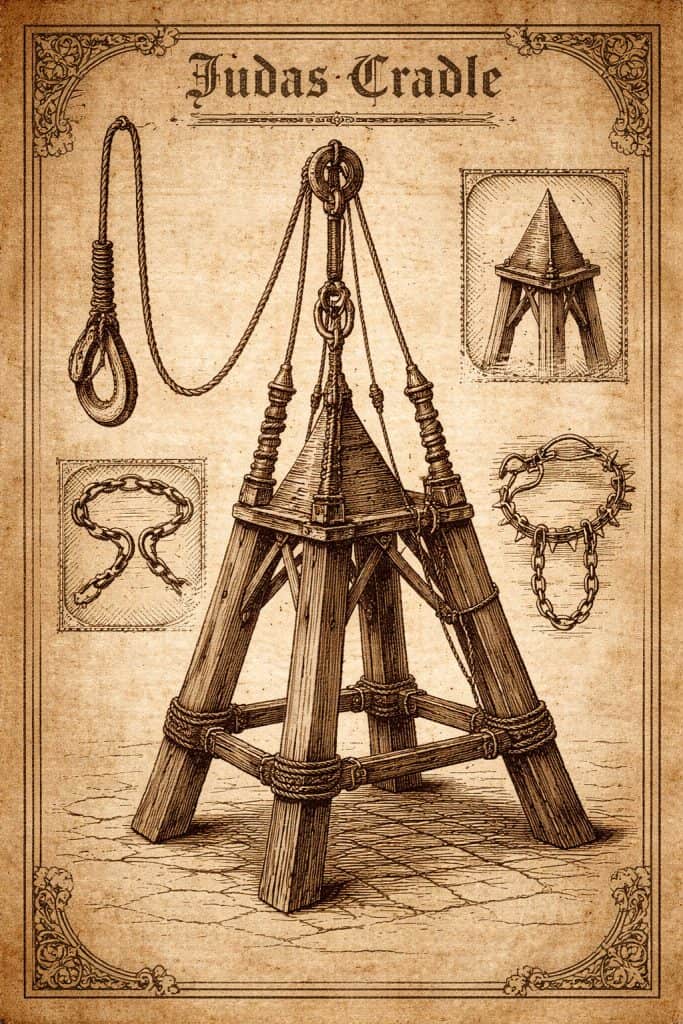Judas Cradle Torture Device: History, Use, and Debate 1 Judas Cradle torture device infographic