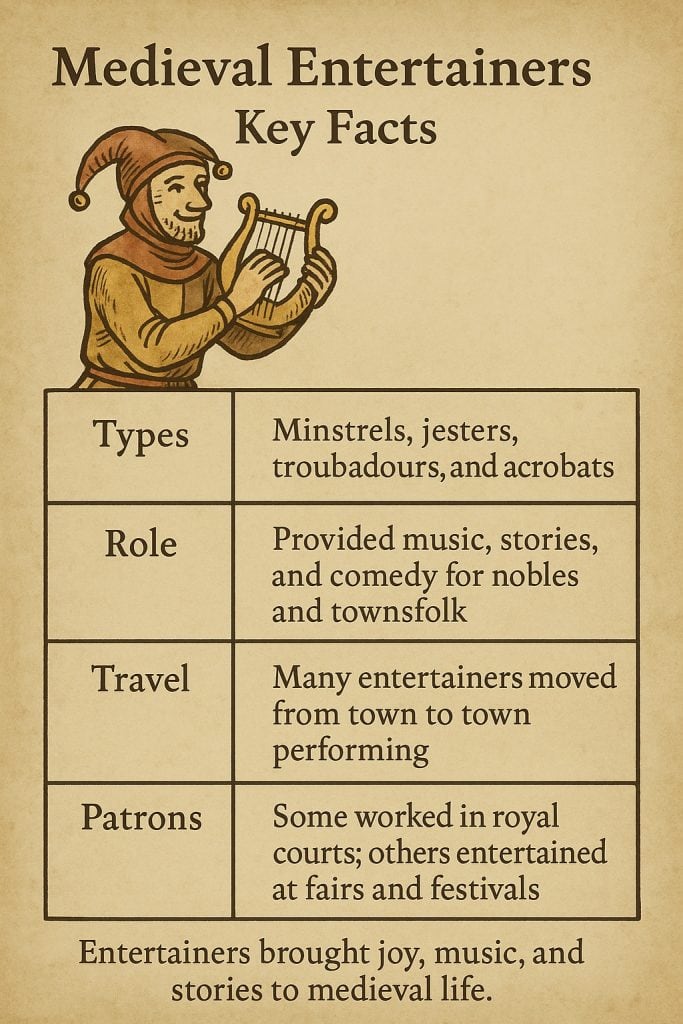 Medieval Entertainers: Mummers, Minstrels, Troubadours, Jesters & More 1 Medieval Entertainers Overview
