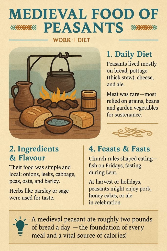 Medieval Peasants Explained: Life, Work, and Daily Struggles 6 Medieval Peasant Food Guide Infographic