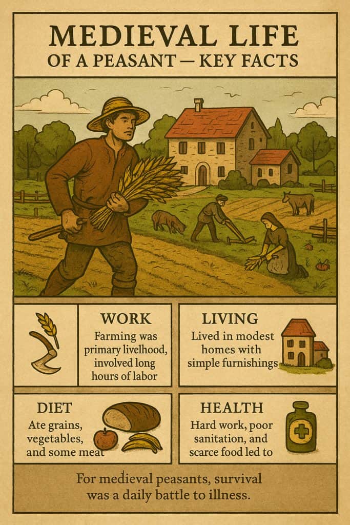 Medieval Peasants Explained: Life, Work, and Daily Struggles 1 Medieval Peasant Life Key Facts Infographic