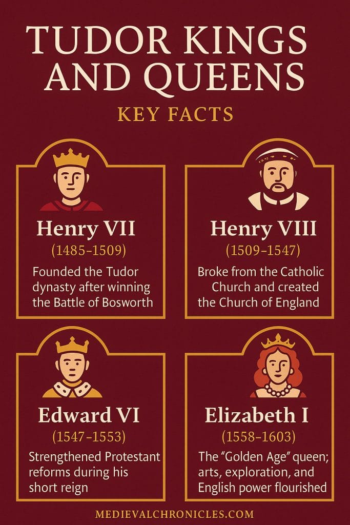tudor kings and queens infographic