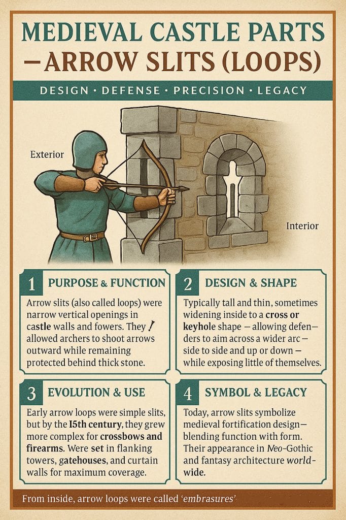 Arrow Slits: Narrow Windows With a Deadly Purpose 2 Medieval Castle Arrow Slits Infographic