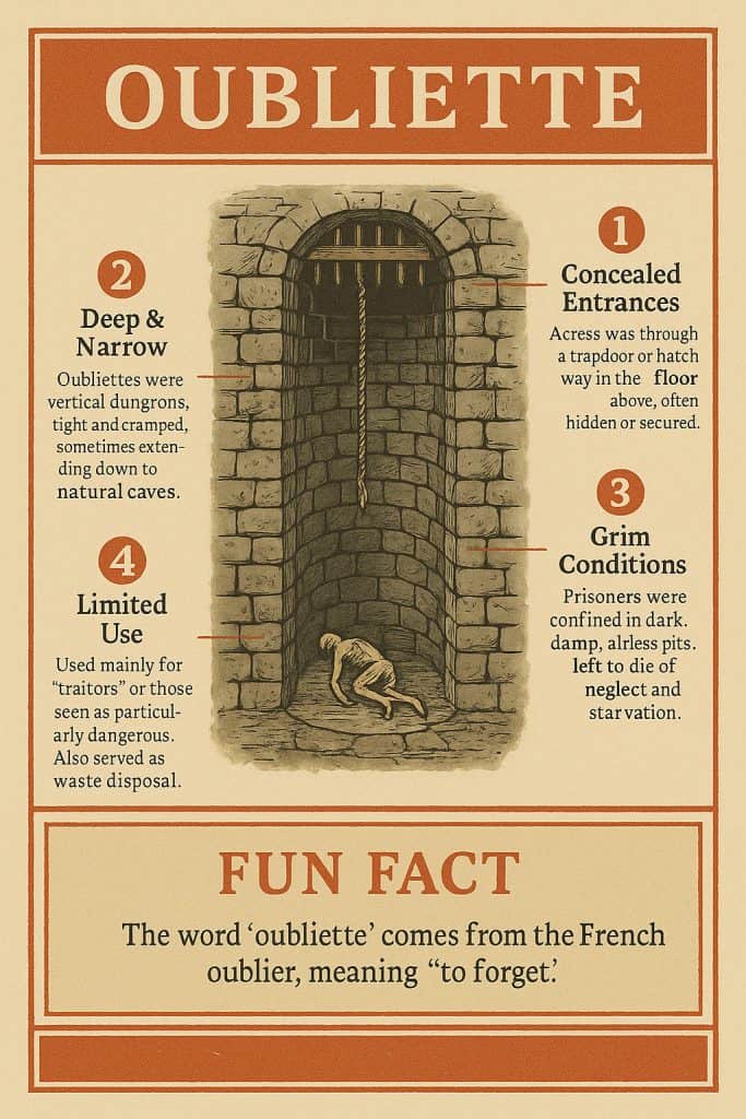 Castle Dungeons Explained: Prisoners, Punishment & Dark Myths 3 Vintage Oubliette Infographic