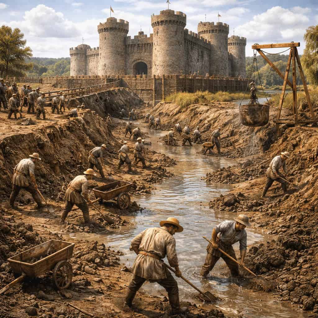 Castle Moat - Origins, Construction and Defenses! 1 medieval castle moat construction