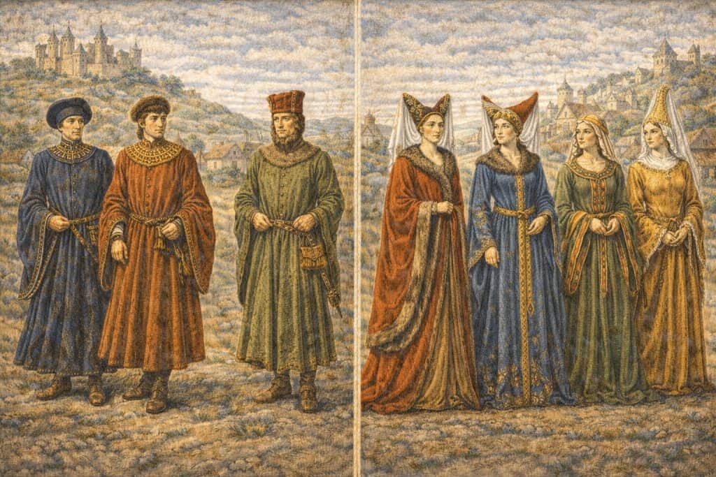 10 Essential Medieval Clothing Items Worn in the Middle Ages 4 The houppelande was a voluminous robe that emerged in the late medieval period