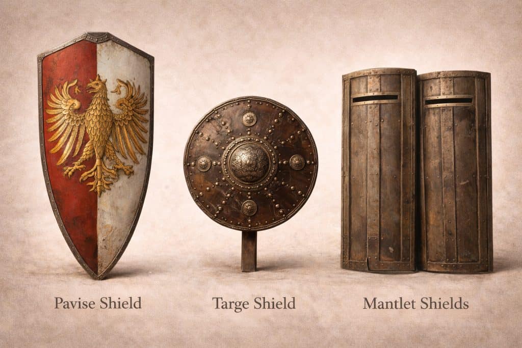medieval shields showcase pavise targe mantlet shields