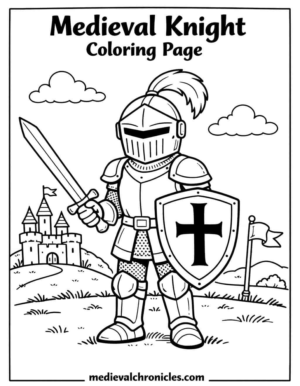 Medieval knight coloring page